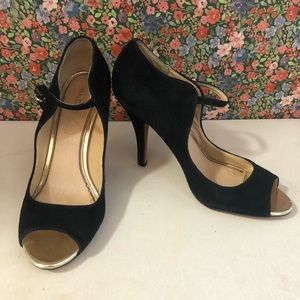 Aldo Black Suede Stiletto Peep Toe Mary Jane 10 US